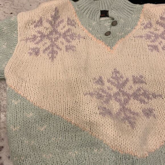 Vintage Liz Claiborne 1980’s Acrylic/ Wool Shoulder Pad Button Neck Swea… - Picture 3 of 6